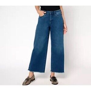 NYDJ High Rise Teresa Wide Leg Ankle Button Fly Jean Size 8 NWT Mission Blue